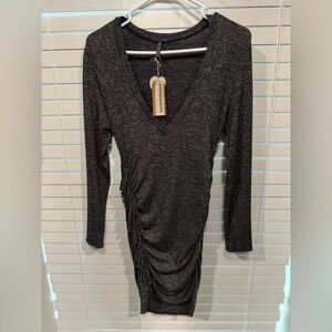 Riller & Fount ruched fringe Dapple LS Mini Dress size 2